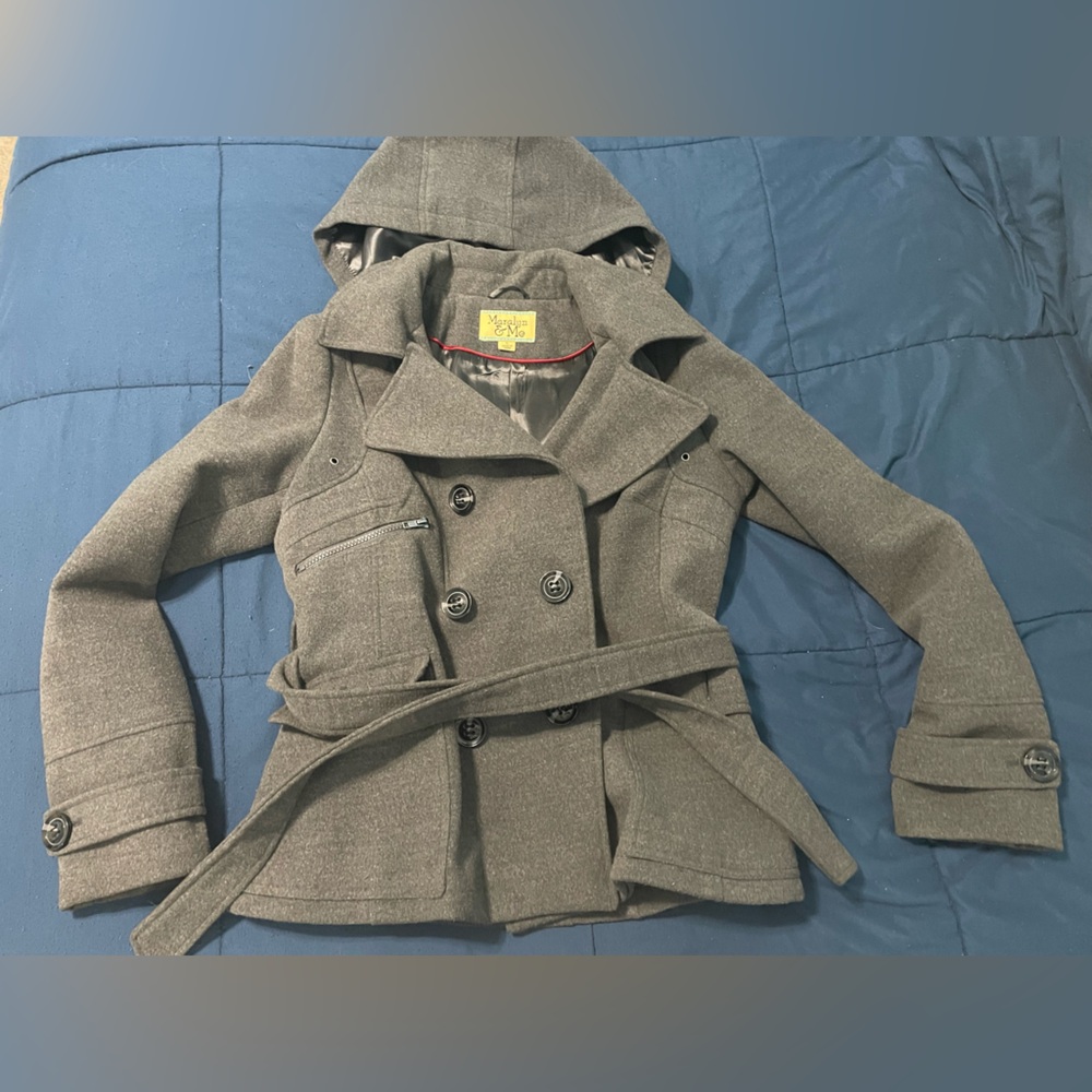 Maralyn & Me Charcoal Coat with Red Trim